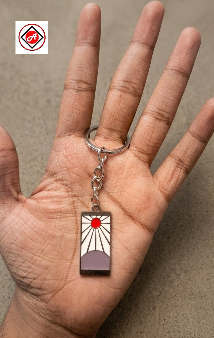 Demon Slayer-Inspired Rising Sun Metal Anime Keychain - Image 5