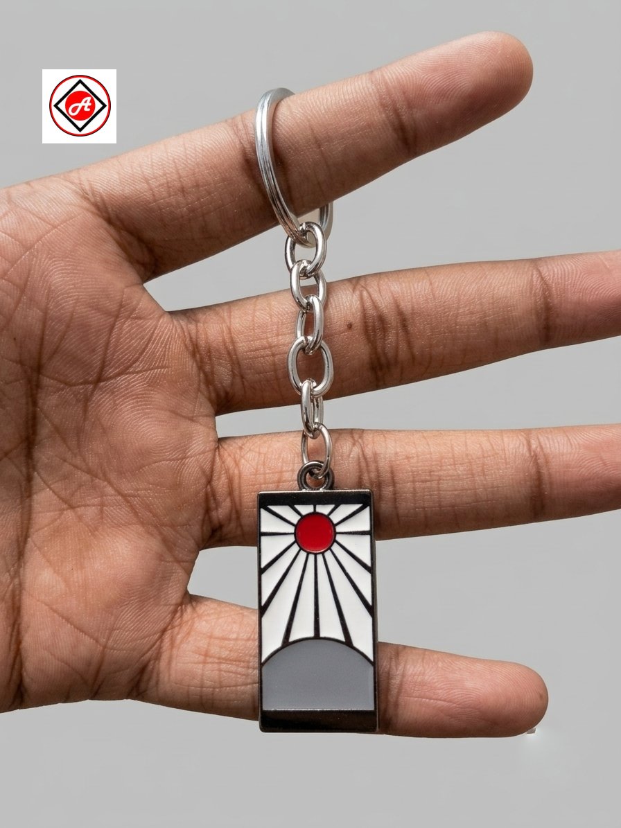 Demon Slayer-Inspired Rising Sun Metal Anime Keychain