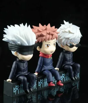 Gojo Satoru & Yuji Itadori Sitting Figure Set (3 Pieces) – Jujutsu Kaisen Anime Collectible (Inspired)