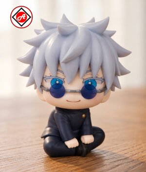 Cute Gojo Satoru Sitting Figure with Goggles (10CM) – Jujutsu Kaisen Anime Collectible (Inspired)